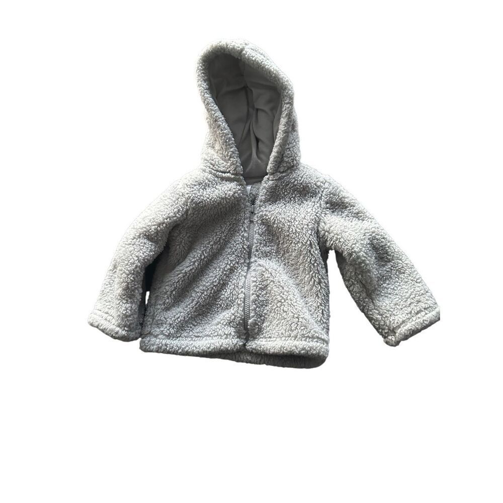 Carter’s fleece bear zip up hoodie jacket sz 6-9 months unisex boys girls cream
